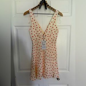 Zara strawberry print satin mini dress - size xs